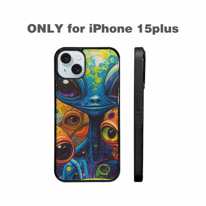 iPhone 15 Plus Case — Cartoon Alien Characters, Personalized Phone Case