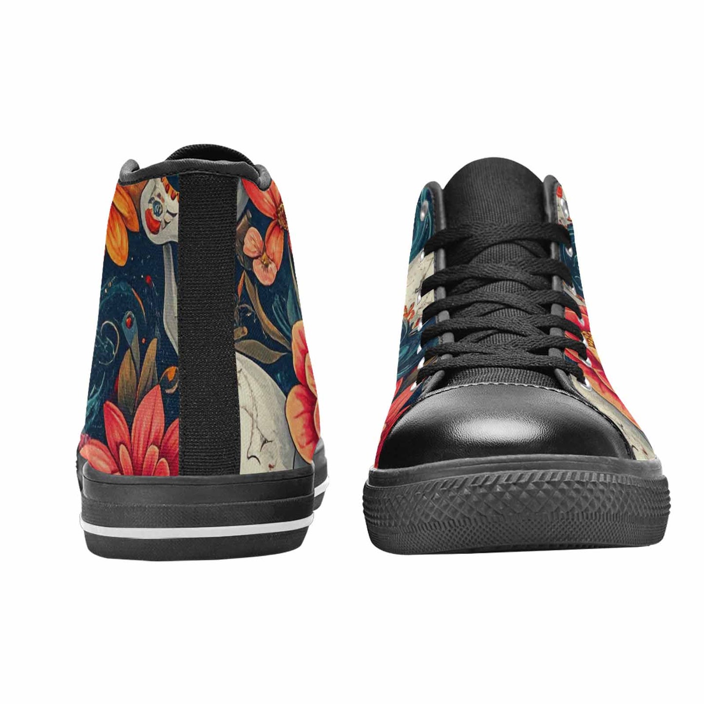 WOMEN'S Marble Skull High Top Canvas Wallpaper Art Custom Shoes