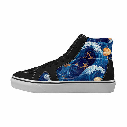 WOMEN'S Ocean Wave High Top Canvas Dark Academia Custom Shoes