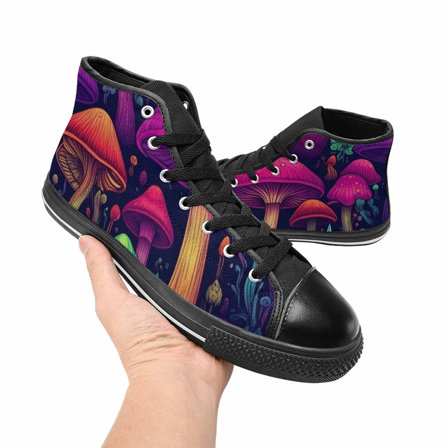 WOMEN'S Psychedelic Mushroom High Top Canvas Dreamcore Custom Shoes