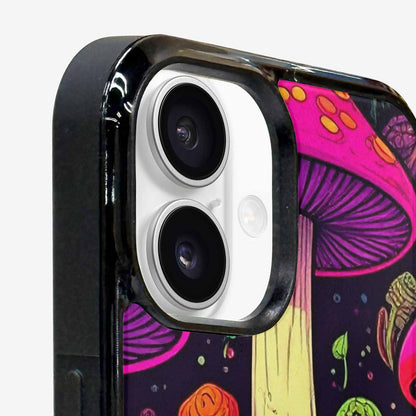 iPhone 16 Case — Psychedelic Mushroom Cartoon Pattern, Custom Designed Case Cover