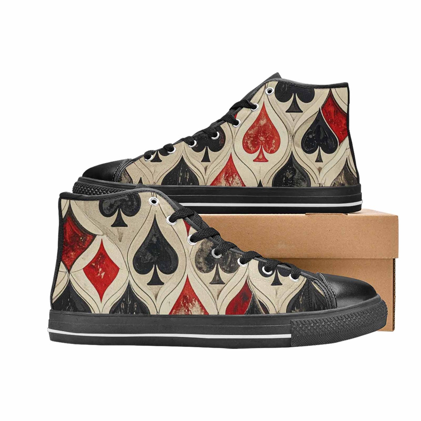 WOMEN'S Playing Card Suit High Top Canvas Vivid Sneakers