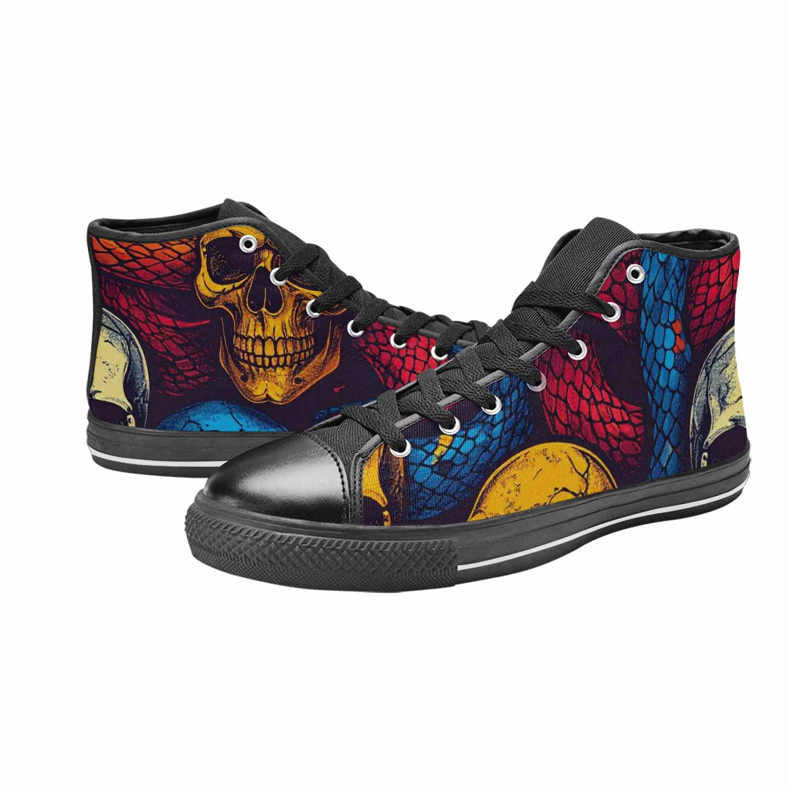 MEN'S Snake Skulls Print High Top Canvas Y2K Custom Shoes