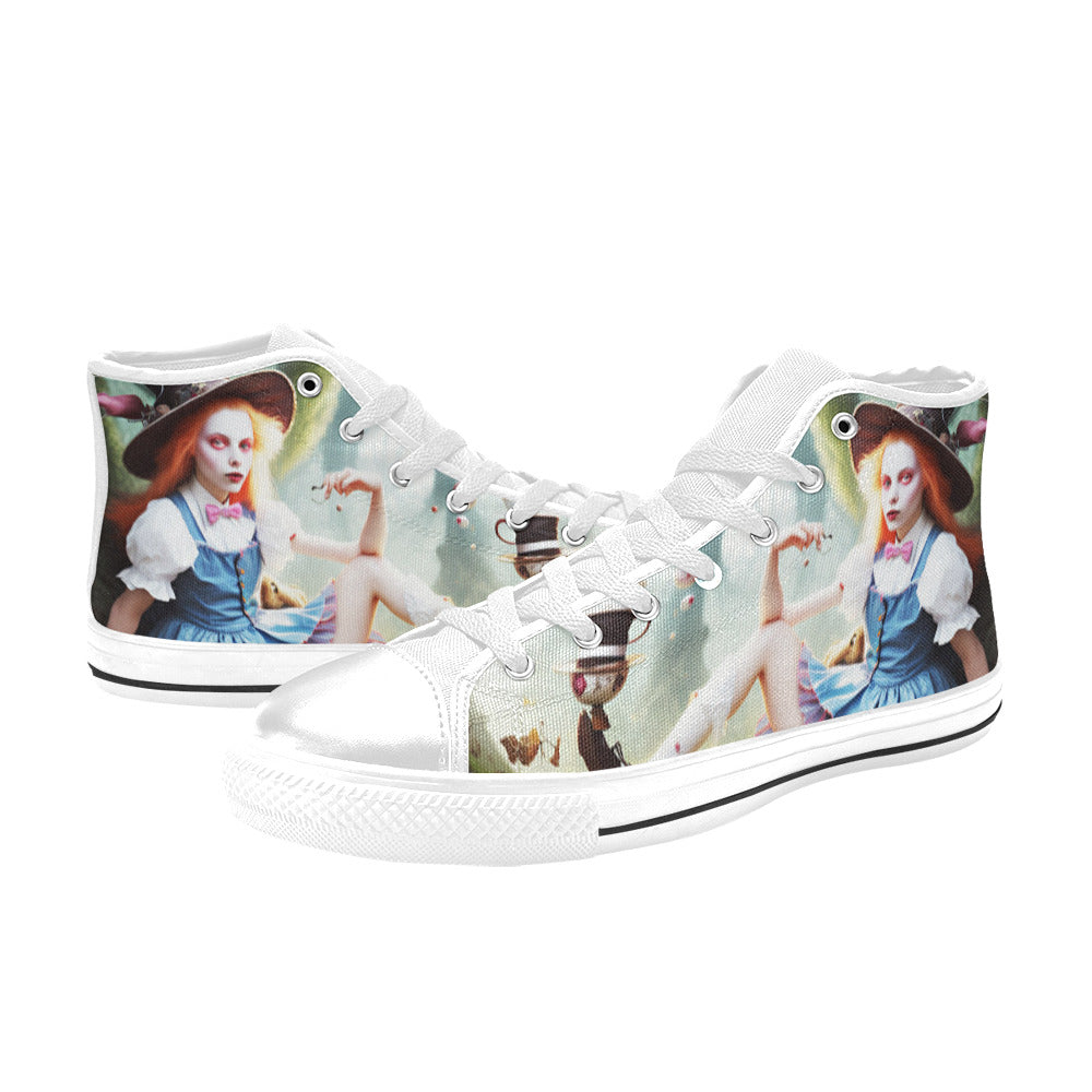 WOMEN'S Acid Creepy Wonderland Psychedelic High Top Canvas Grunge Shoes