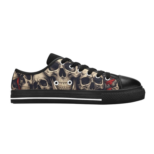 KIDS' Patriotic Skull Flag Low Top Canvas Dreamcore Custom Sneakers