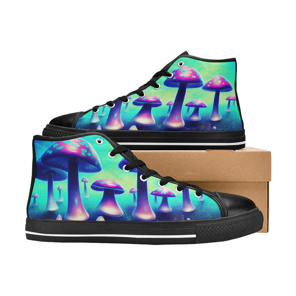 MEN'S Colorful Mushrooms Art Vibe High Top Canvas Aesthetic Custom Sneakers