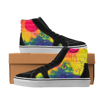 MEN'S Acid Bath Liquid Paint High Top Skateboarding Neon Fantasy Custom Shoes
