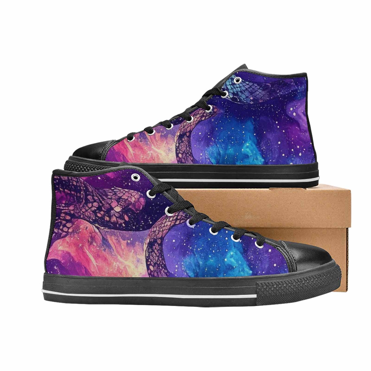 MEN'S Galaxy Snake Print High Top Canvas Y2K Custom Sneakers