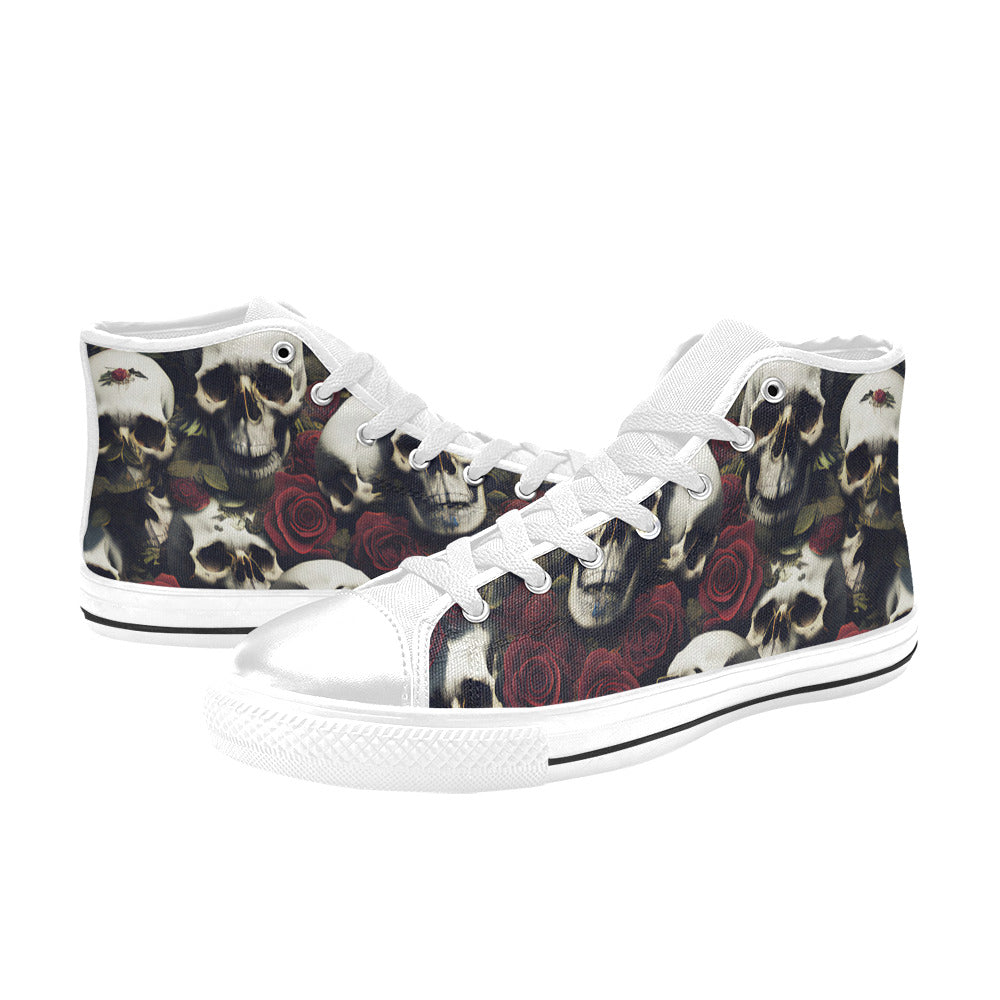 MEN'S Rose Skulls Dark Men’S High Top Canvas Dreamcore Custom Sneakers