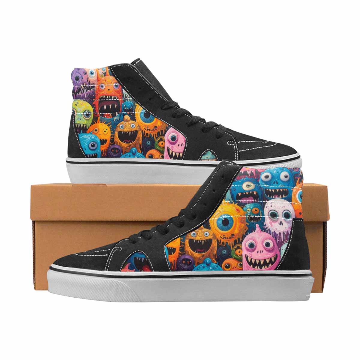 WOMEN'S Monsters High Top Canvas Bold Print Aesthetic Custom Canvas Shoes