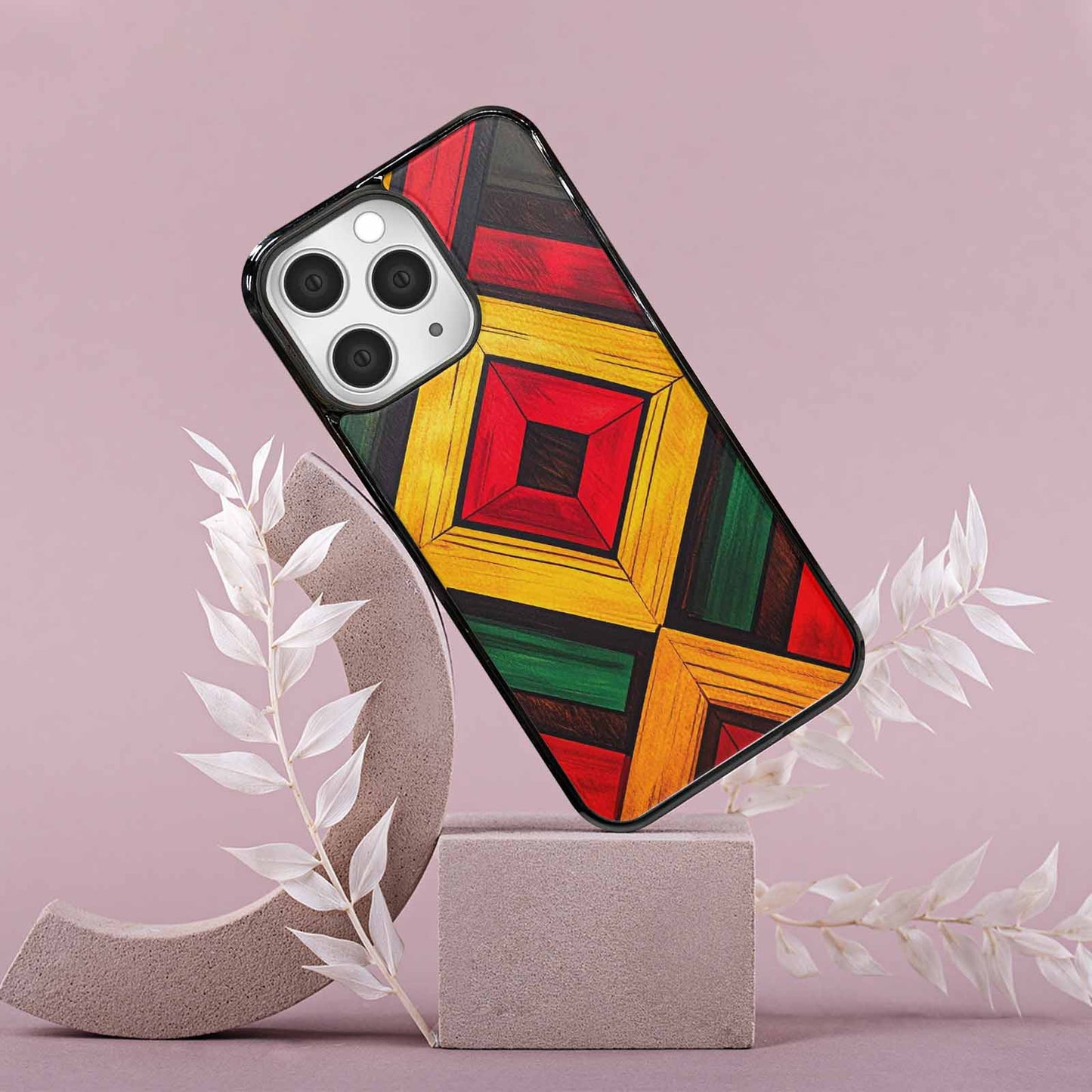 iPhone 15 Pro Max Case — African Kente Cloth Inspired Pattern Geometric, Custom Designed Case Cover