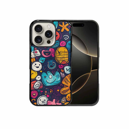 iPhone 16 Pro Case — Hand Drawn Icon Doodle Pattern Hundreds, Unique Phone Case Design