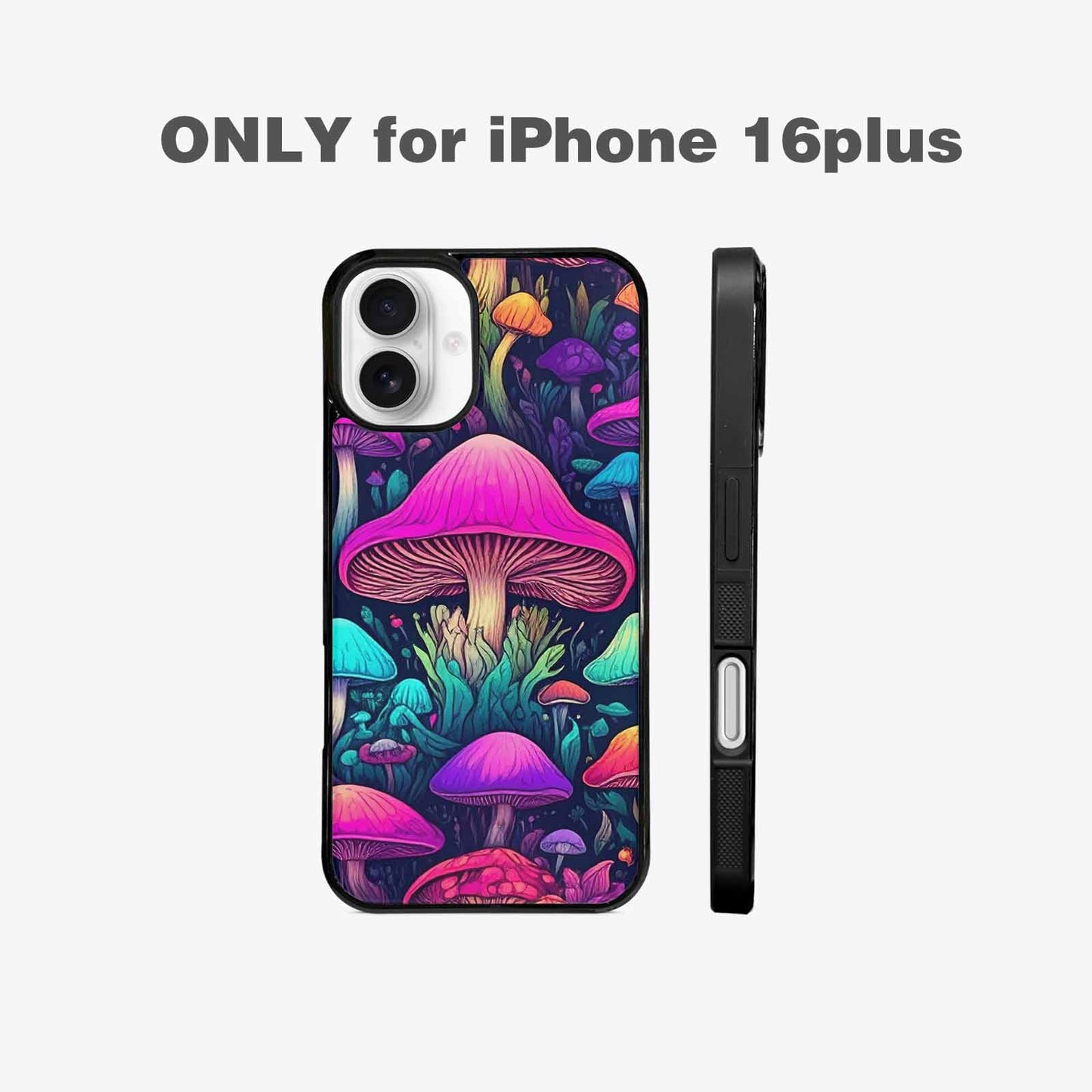 iPhone 16 Plus Case — Mushroom Psychedelic Art Seamless Pattern Vibrant, Personalized Phone Case
