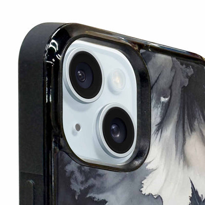iPhone 15 Plus Case — Tie Dye Black And Gray Blended, Custom Printed Phone Case
