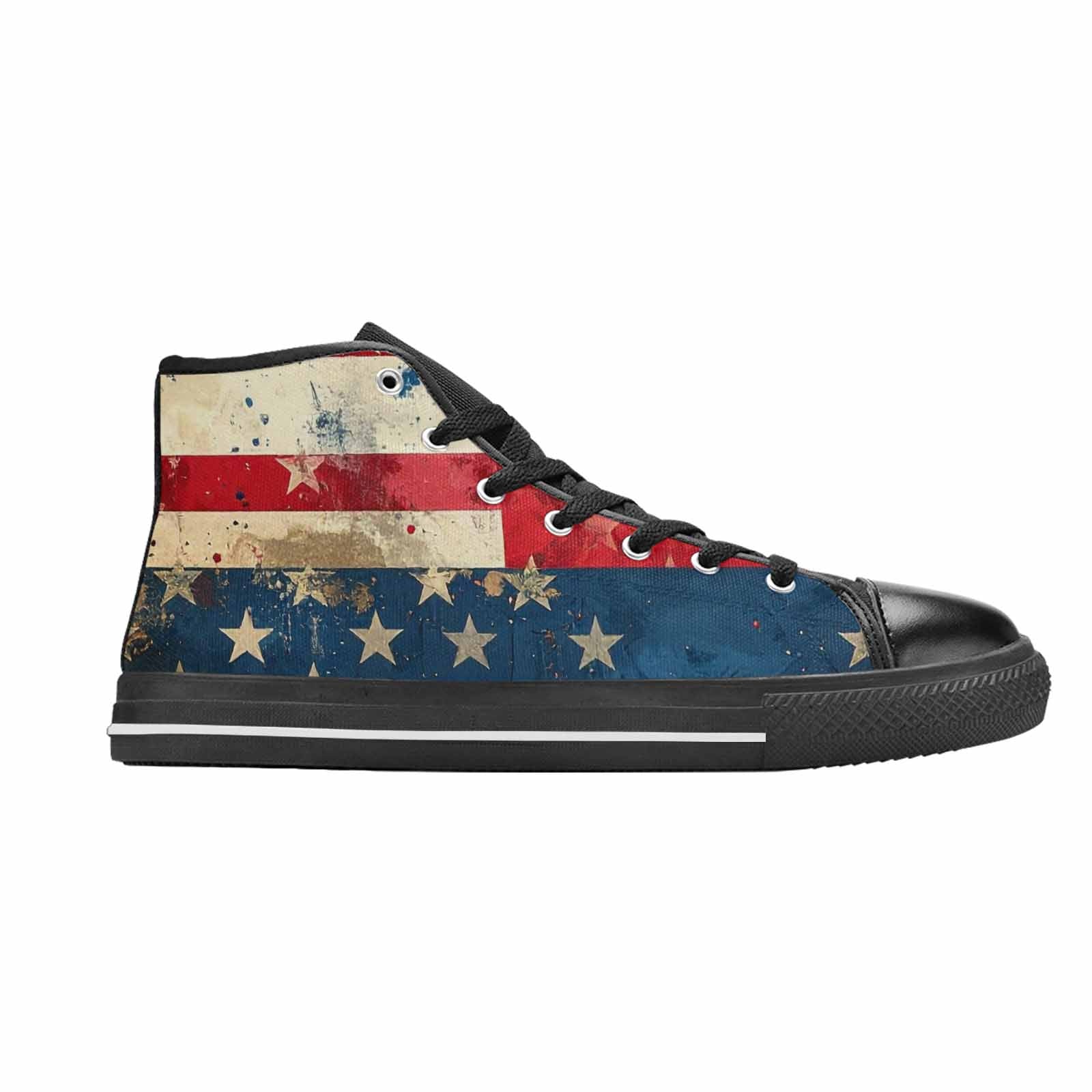 MEN'S American Flag Stars High Top Canvas Vivid Custom Shoes