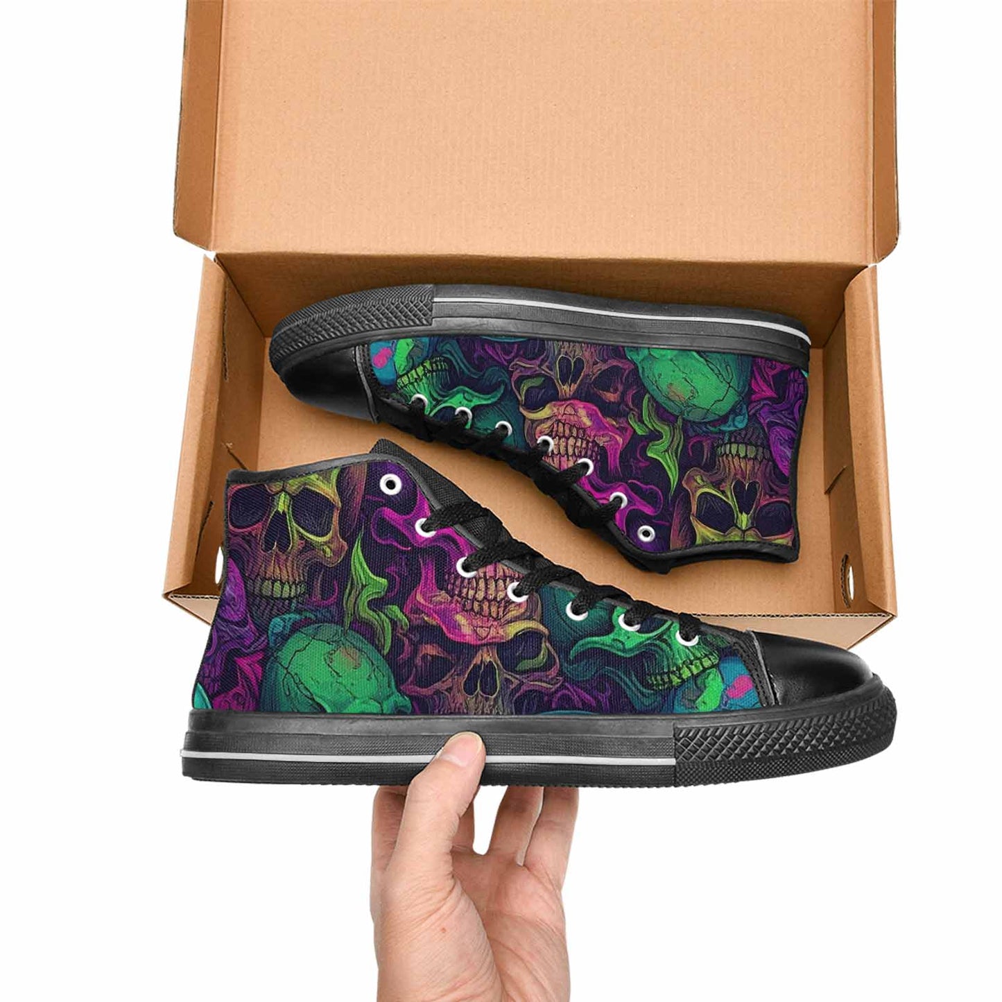 MEN'S Skulls - Neon High Top Canvas Dark Academia Shoes