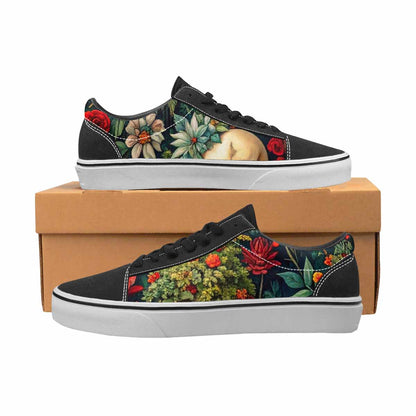 WOMEN'S Skulls  Botanical Skulls Lace-Up Canvas Cottagecore Sneakers