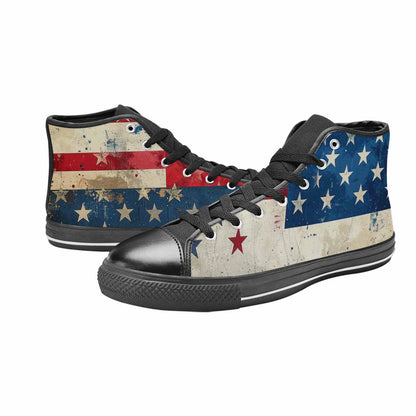 MEN'S American Flag Stars High Top Canvas Vivid Custom Shoes