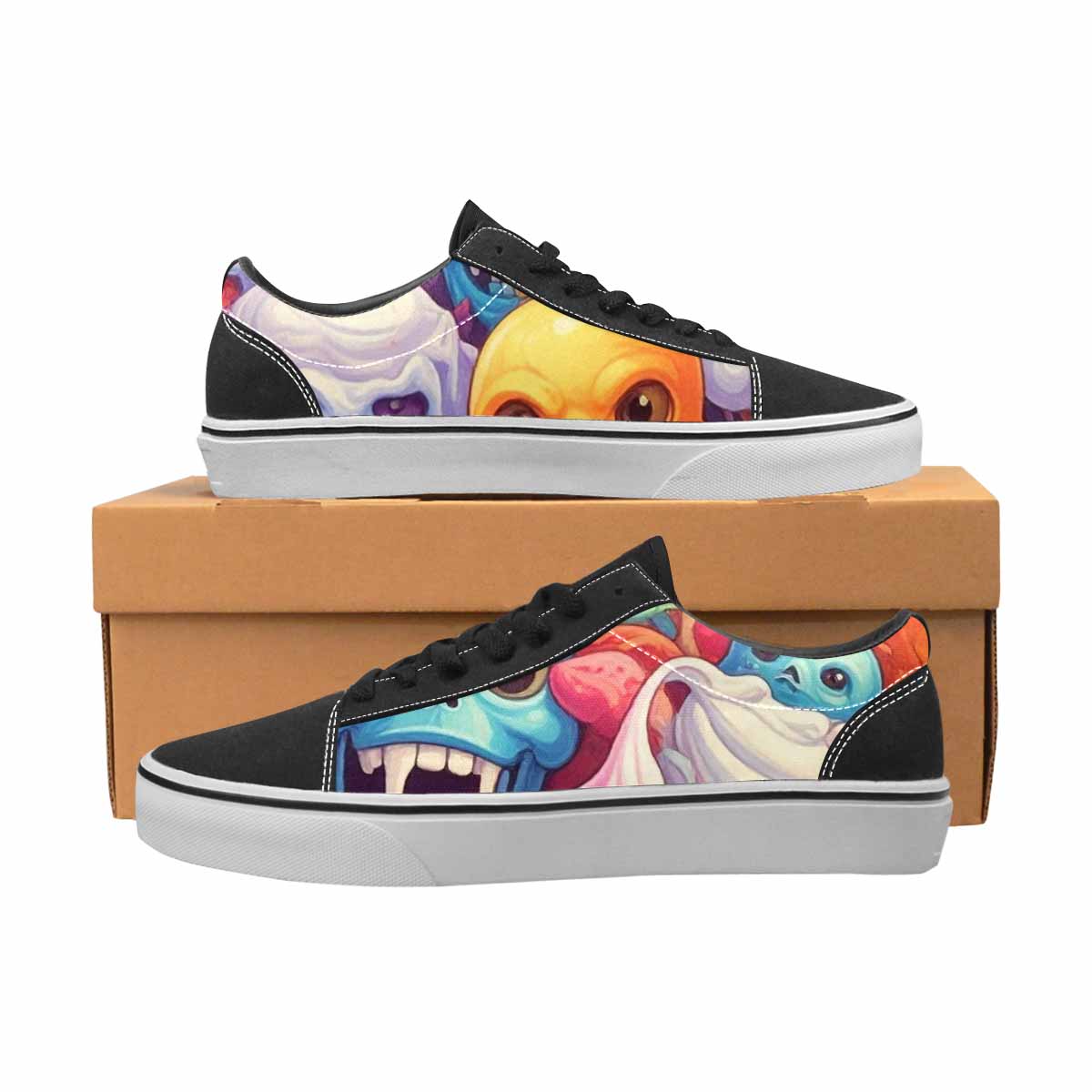 WOMEN'S Ice Cream Monsters  Lace-Up Canvas Vibrant Chaos Sneakers