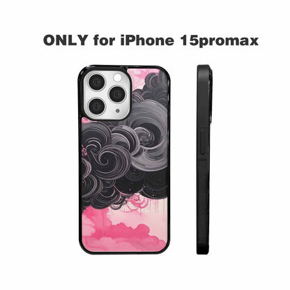 iPhone 15 Pro Max Case — Van Gogh Swirl Black Pink Ink, Customized Protective Case