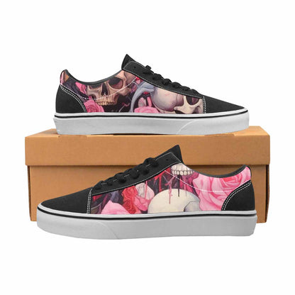 WOMEN'S Skulls Roses Skulls Roses Lace-Up Canvas Cottagecore Sneakers