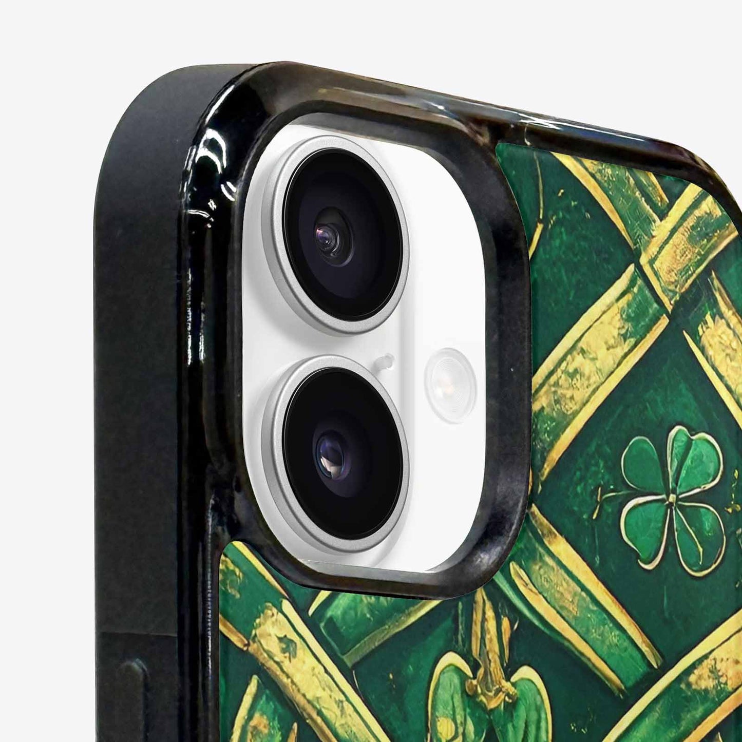 iPhone 16 Case — Irish Celtic Knot Pattern Shamrocks Seamless, Custom Print Case Cover