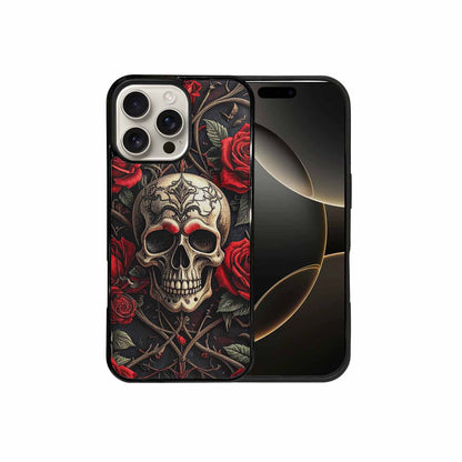 iPhone 16 Pro Max Case — Gothic Skulls Roses, Custom Designed Case Cover