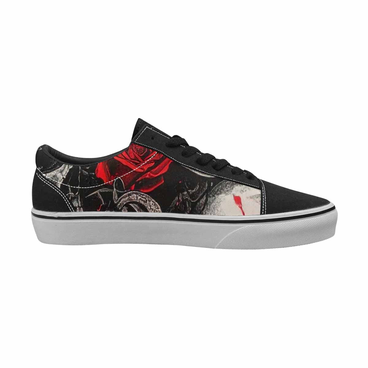 WOMEN'S Skull Roses Lace-Up Canvas Grunge Custom Shoes