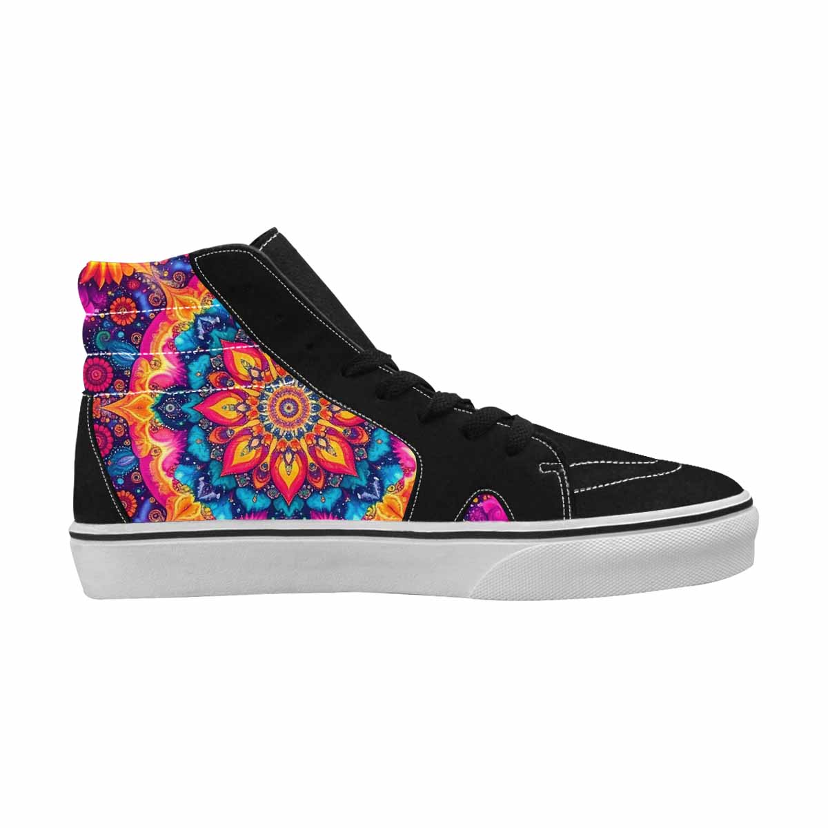 WOMEN'S Tie Dye Mandala High Top Canvas Vibrant Chaos Sneakers