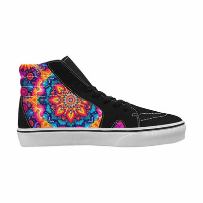 WOMEN'S Tie Dye Mandala High Top Canvas Vibrant Chaos Sneakers