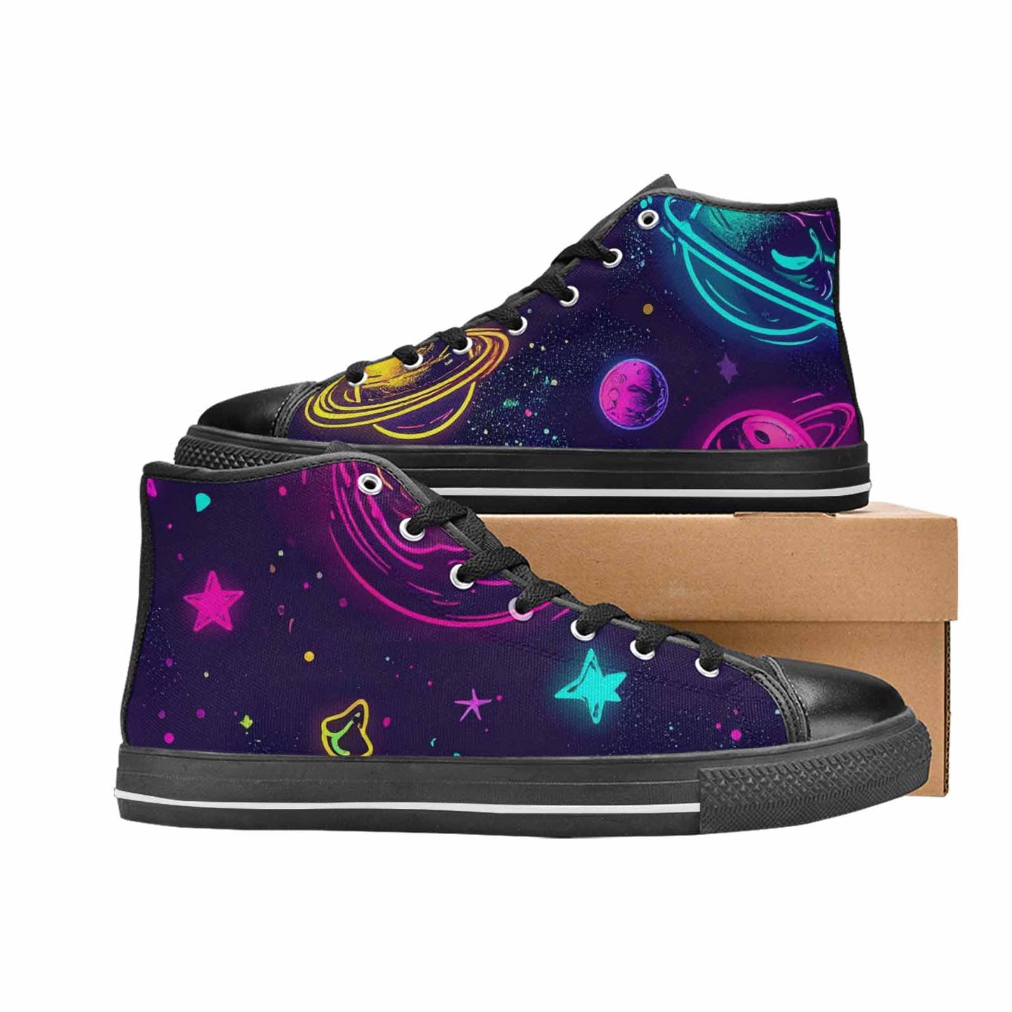 MEN'S Space Galaxy Astronaut High Top Canvas Grunge Custom Sneakers