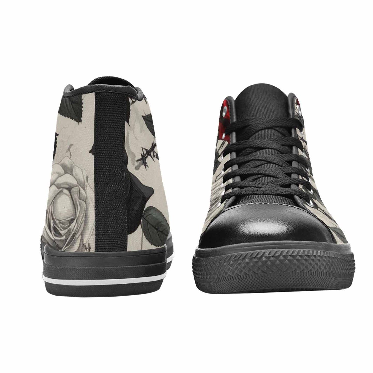 MEN'S Black Gothic Rose High Top Canvas Wallpaper Art Custom Sneakers