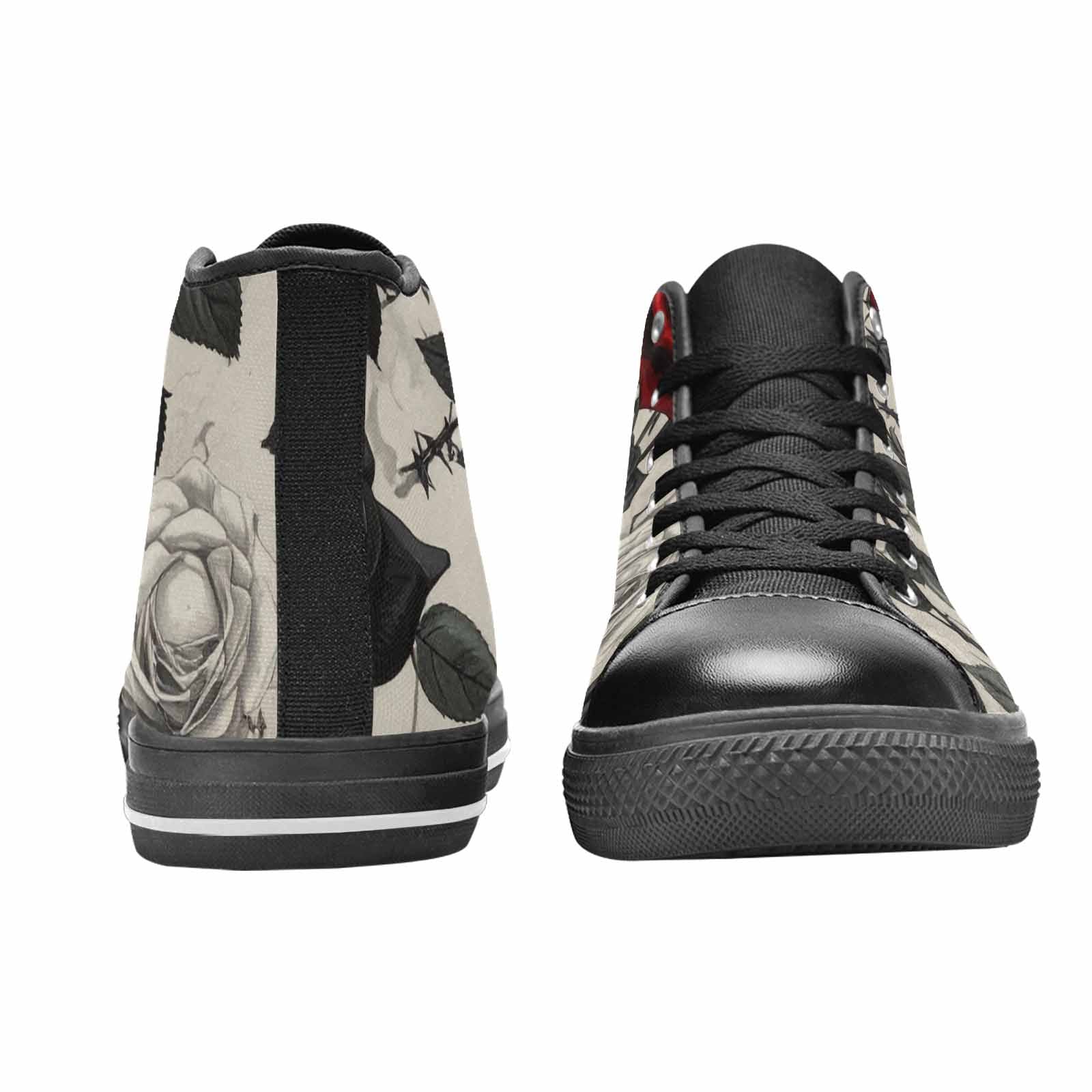 MEN'S Black Gothic Rose High Top Canvas Wallpaper Art Custom Sneakers