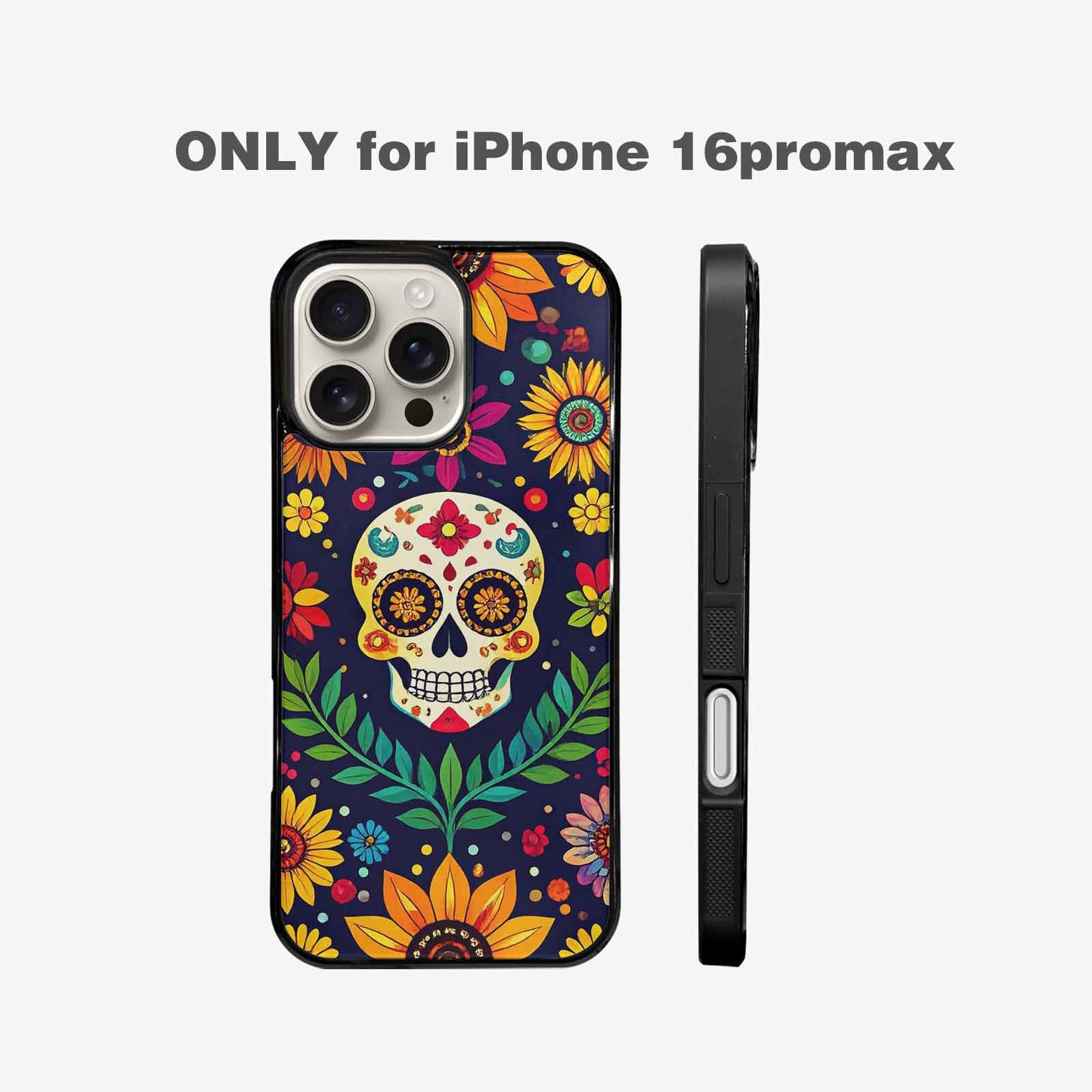 iPhone 16 Pro Max Case — Sunflowers And Skulls, Unique Phone Case Design
