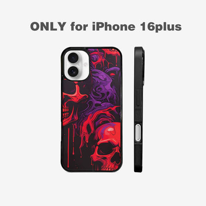 iPhone 16 Plus Case — Red Purple Skeletons Neon Drip Melting, Custom Print Case Cover