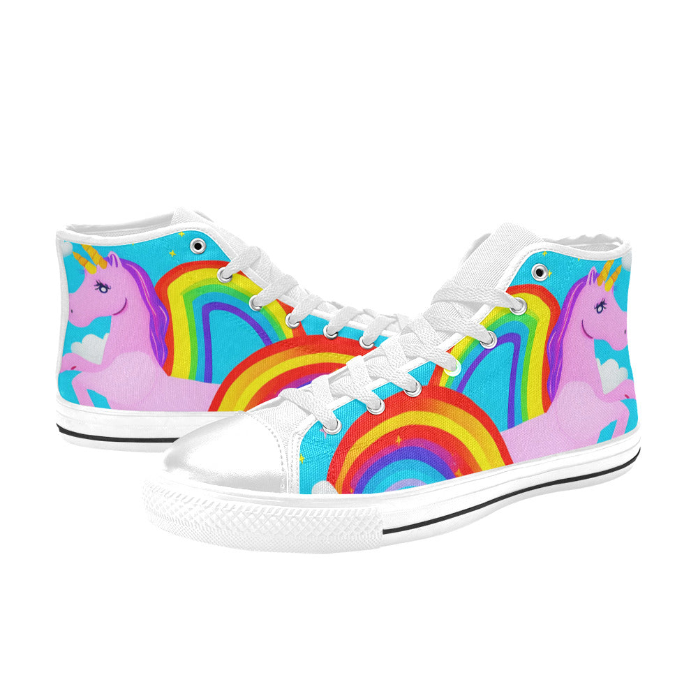 MEN'S Unicorn Rainbows Art Men’S High Top Canvas Surreal Custom Shoes