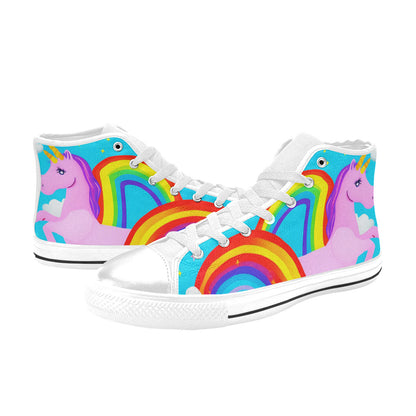 MEN'S Unicorn Rainbows Art Men’S High Top Canvas Surreal Custom Shoes