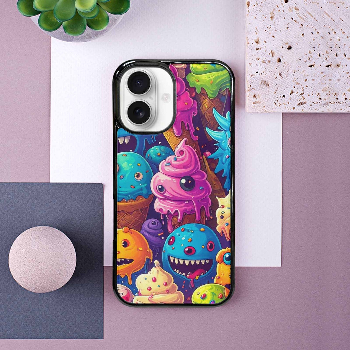 iPhone 16 Case — Melting Ice Cream Monster Charac, Personalized Phone Case