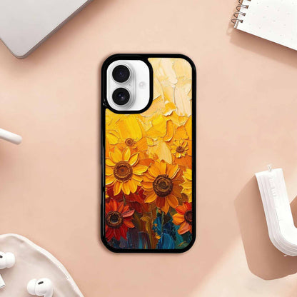 iPhone 17 Case — Impressionist Sunflower Brushstroke Pattern Floral, Custom Designed Case Cover