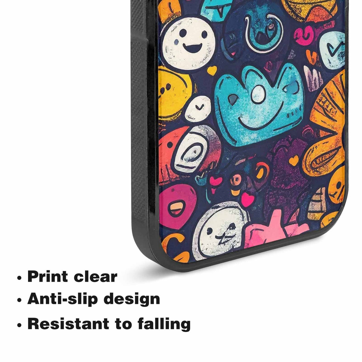 iPhone 15 Plus Case — Hand Drawn Icon Doodle Pattern Hundreds, Custom Printed Phone Case