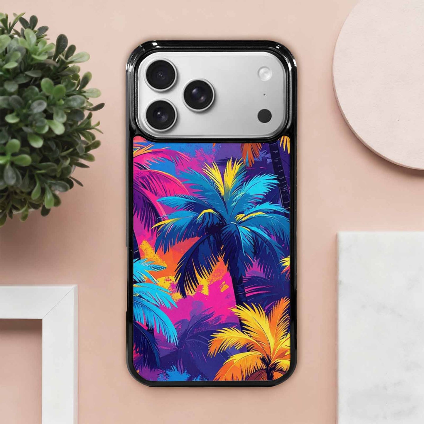 iPhone 17 Pro Max Case — Chrome Bling Palm Original Art, Customized Protective Case