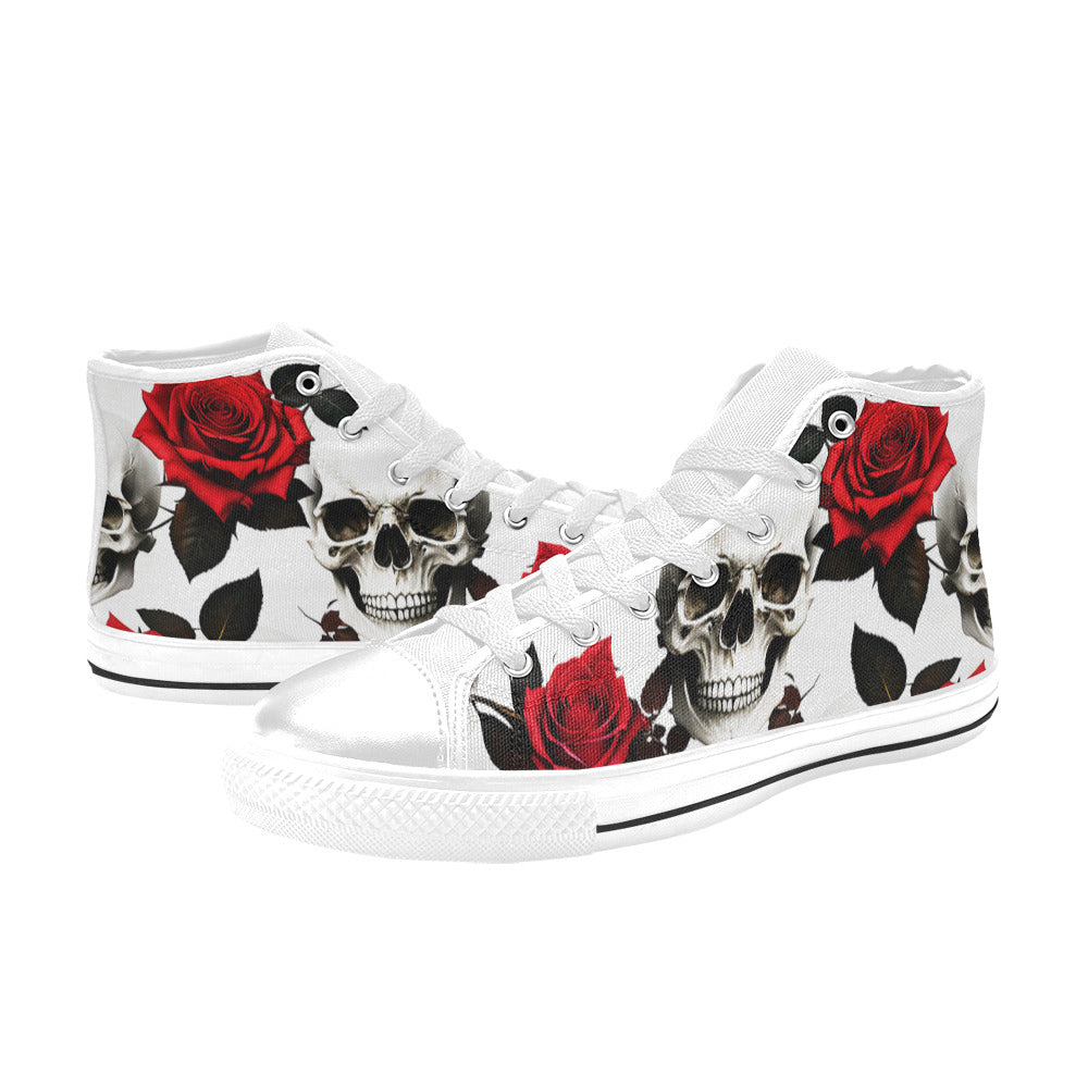 MEN'S Skulls Roses Deluxe 4 High Top Canvas Vivid Custom Sneakers