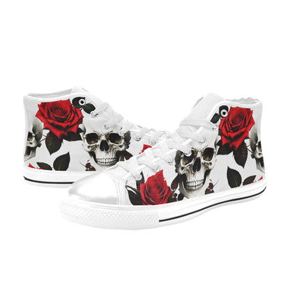 MEN'S Skulls Roses Deluxe 4 High Top Canvas Vivid Custom Sneakers