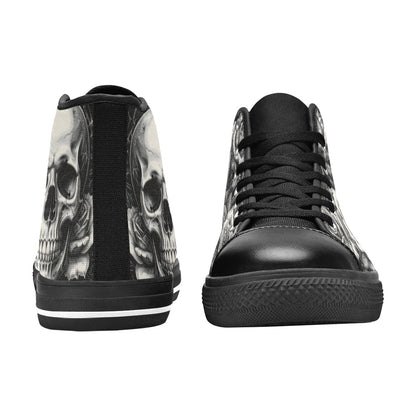 Gothic Art Men's Dark Skull Rose High Top Canvas Shoes | Freaky Shoes®