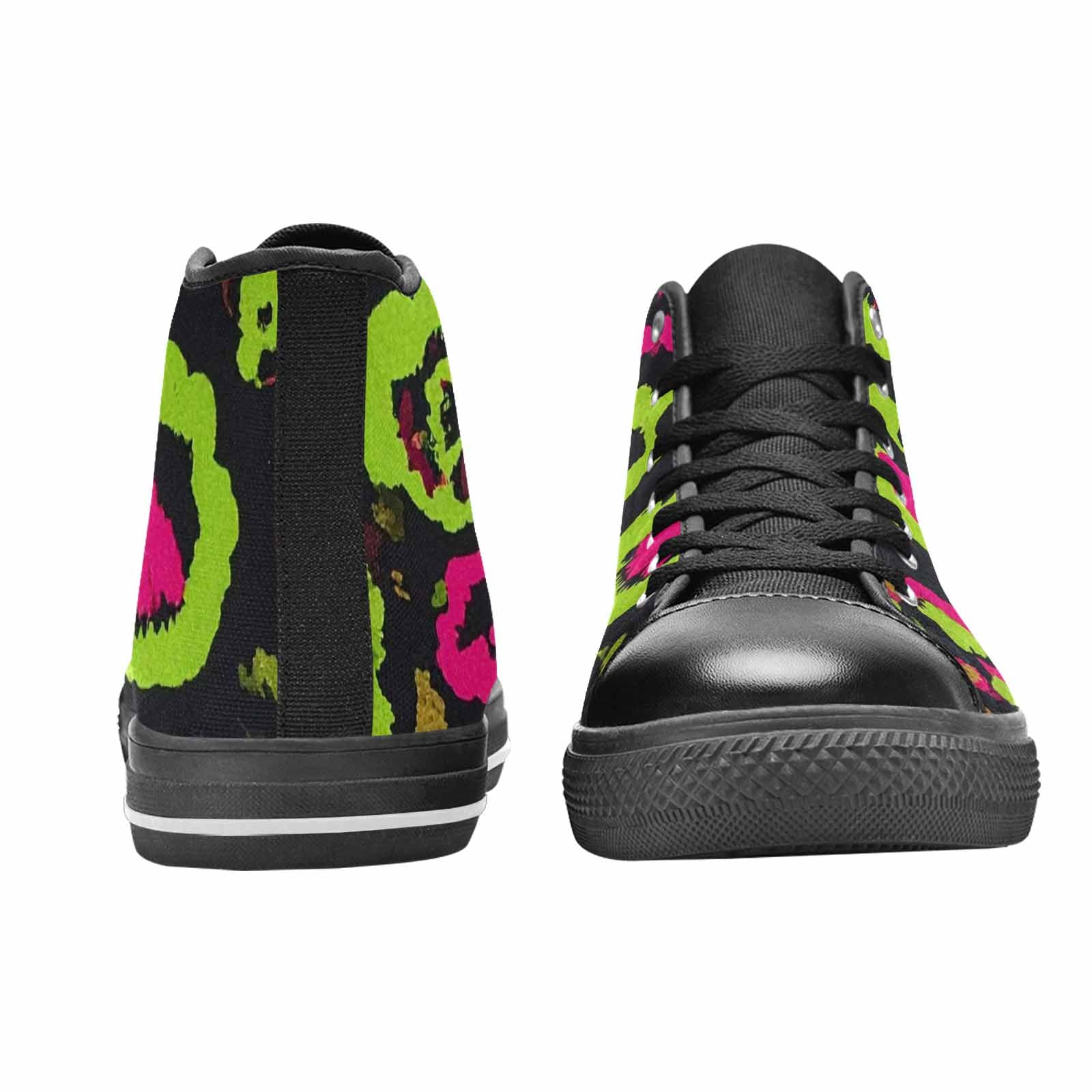 MEN'S Leopard Neon Rosette Black High Top Canvas Dark Academia Shoes