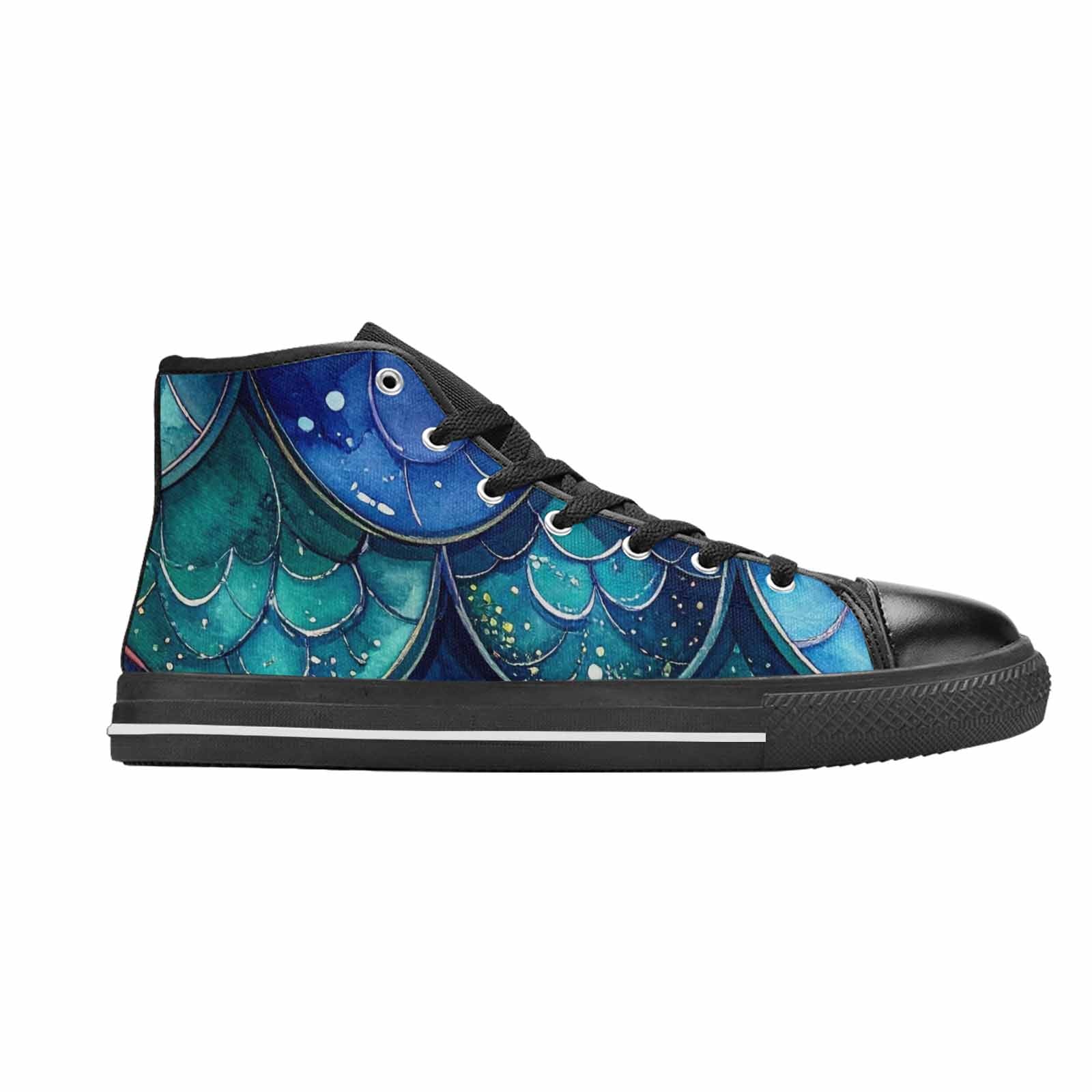 WOMEN'S Mermaid Scale High Top Canvas Cottagecore Custom Sneakers