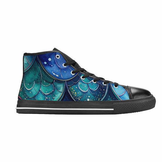 WOMEN'S Mermaid Scale High Top Canvas Cottagecore Custom Sneakers