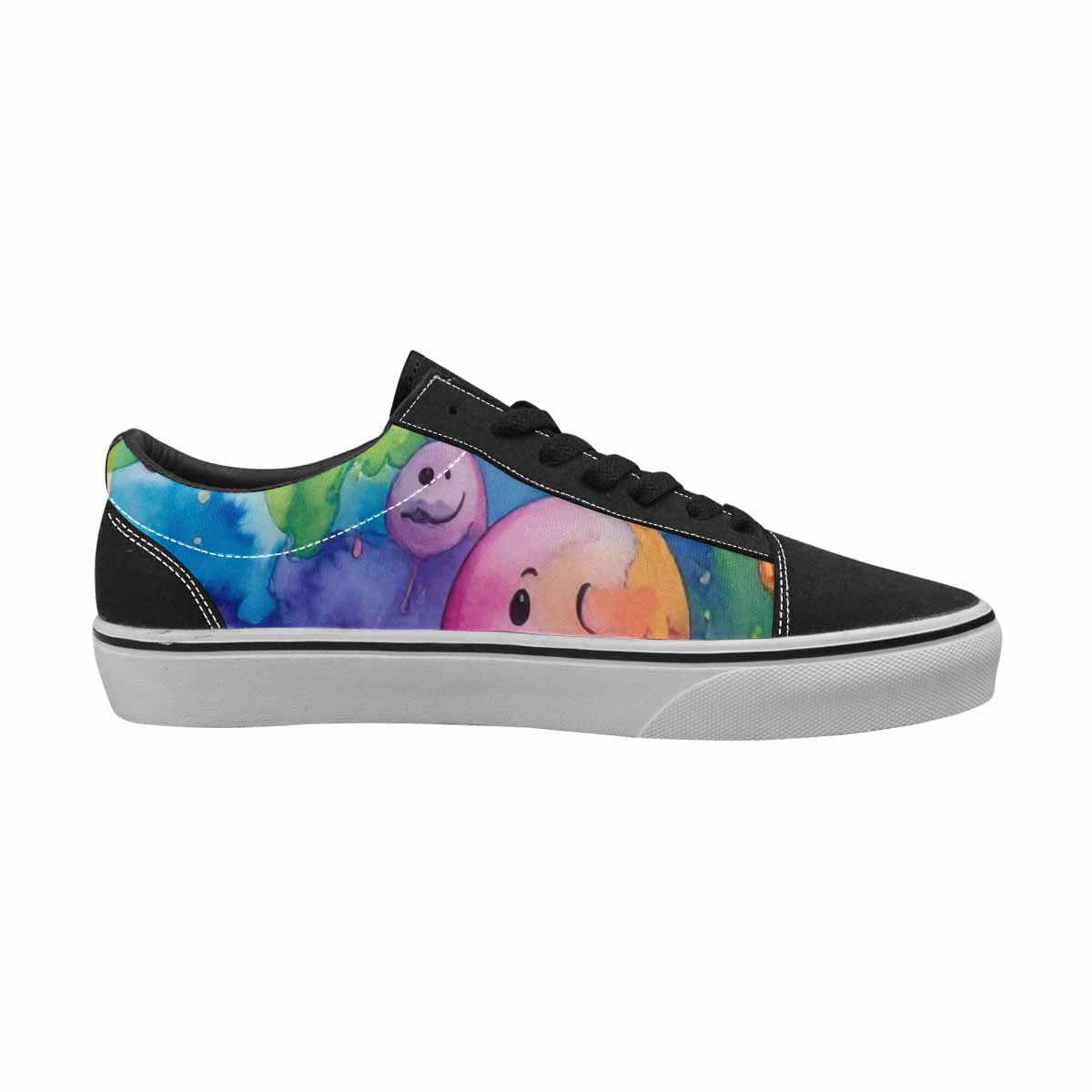 WOMEN'S Smiley Facessmiley Faces  Lace-Up Canvas Melting Art Custom Sneakers