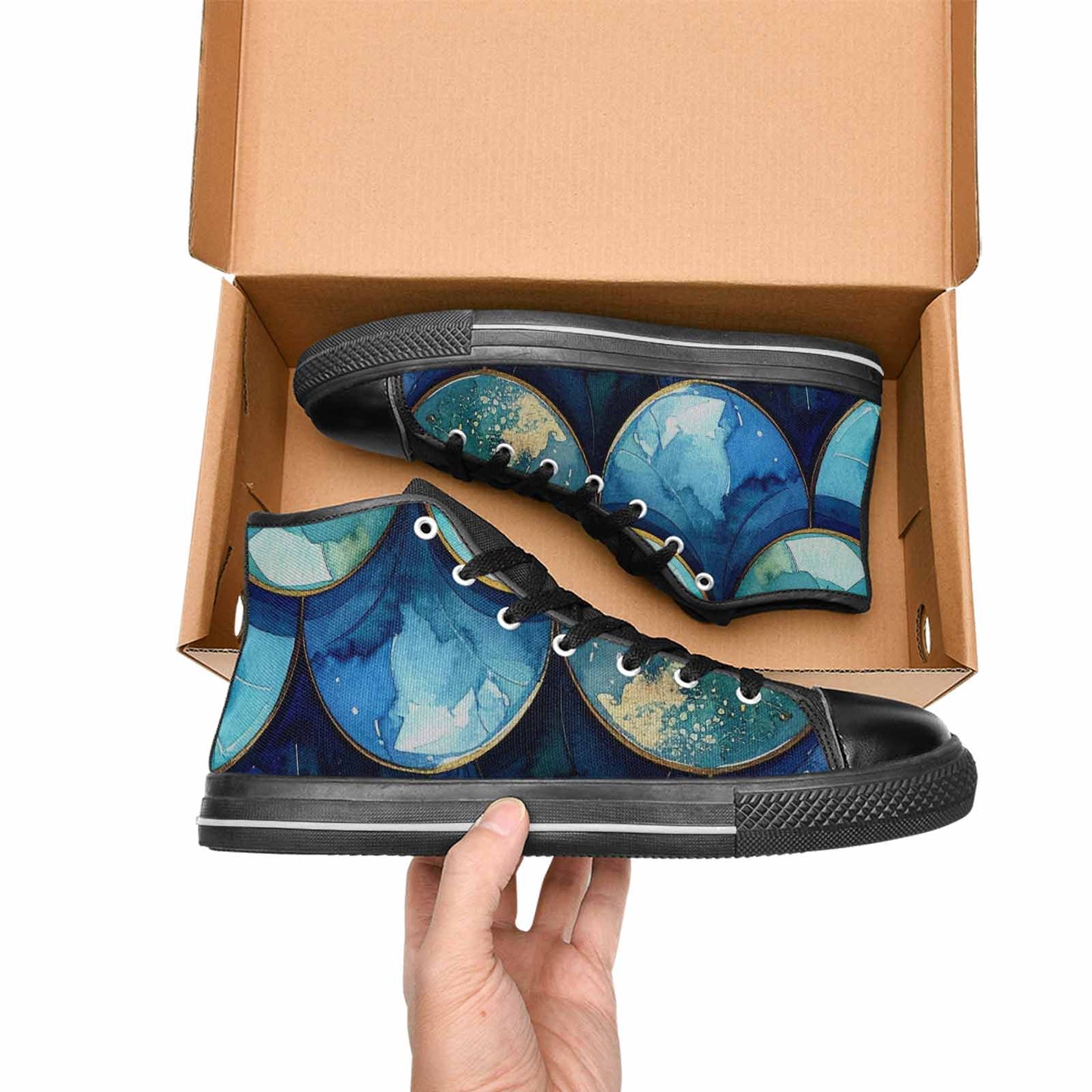 MEN'S Mermaid Scale High Top Canvas Surreal Custom Shoes