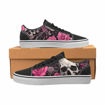 WOMEN'S Skull Roses Lace-Up Canvas Wallpaper Art Sneakers